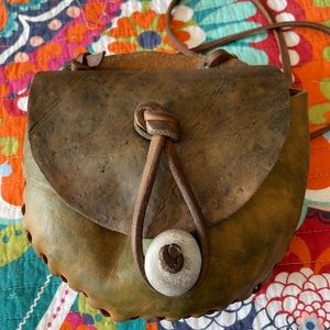 Artisan Leather Crossbody Bag - Rustic Brown